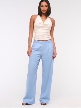 Abercrombie & Fitch Light Blue Wide-Leg High-Rise Pants